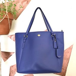 Periwinkle Blue saffiano leather coach tote